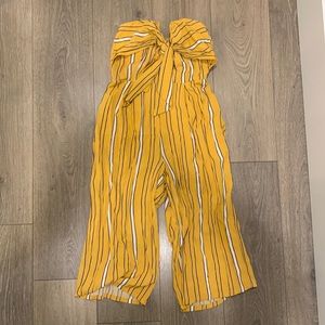 Strapless tie front romper